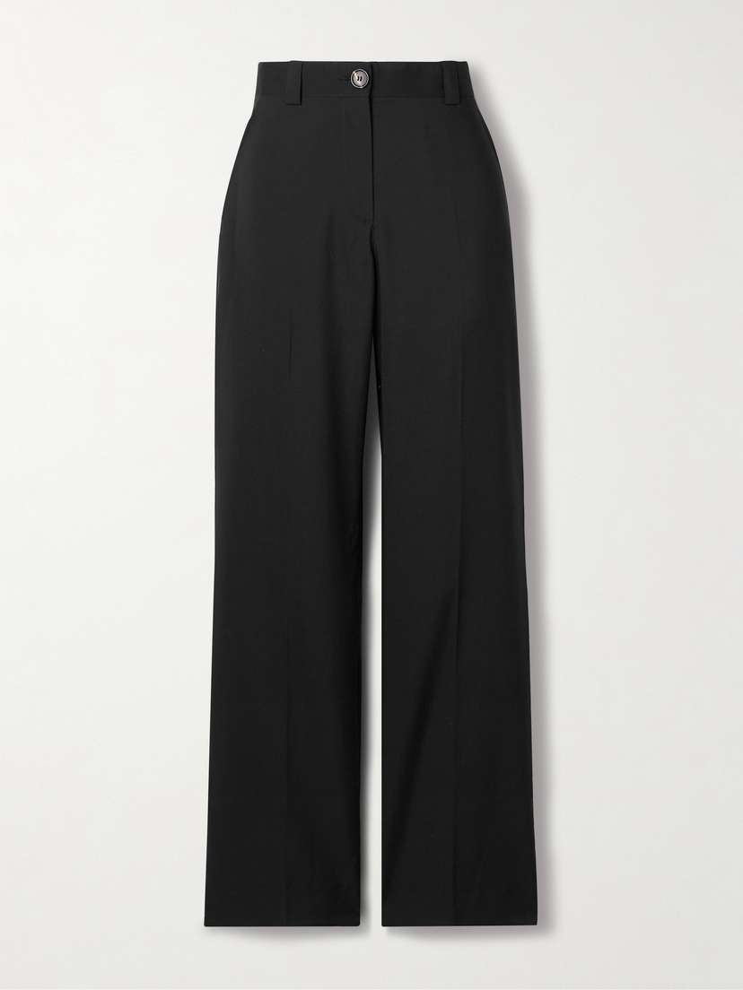 Veronica de Piante Avery Grain De Poudre Wool Wide-leg Pants
