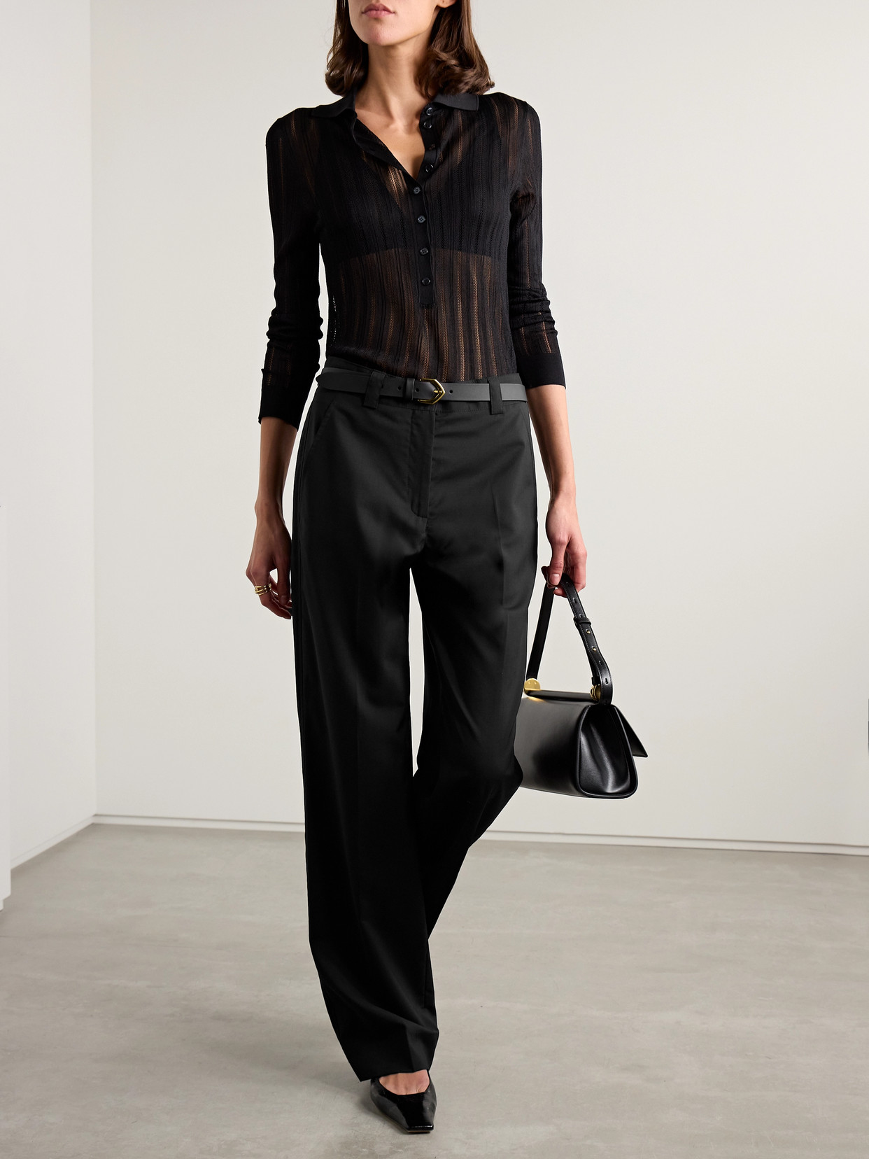 VERONICA DE PIANTE AVERY GRAIN DE POUDRE WOOL WIDE-LEG PANTS