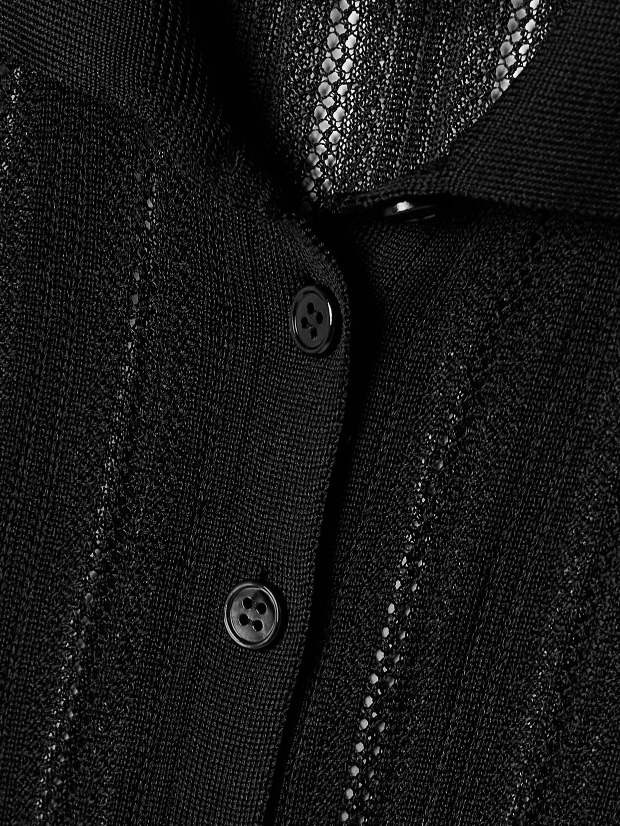 Lydia Pointelle-Knit Mulberry Silk Polo Sweater