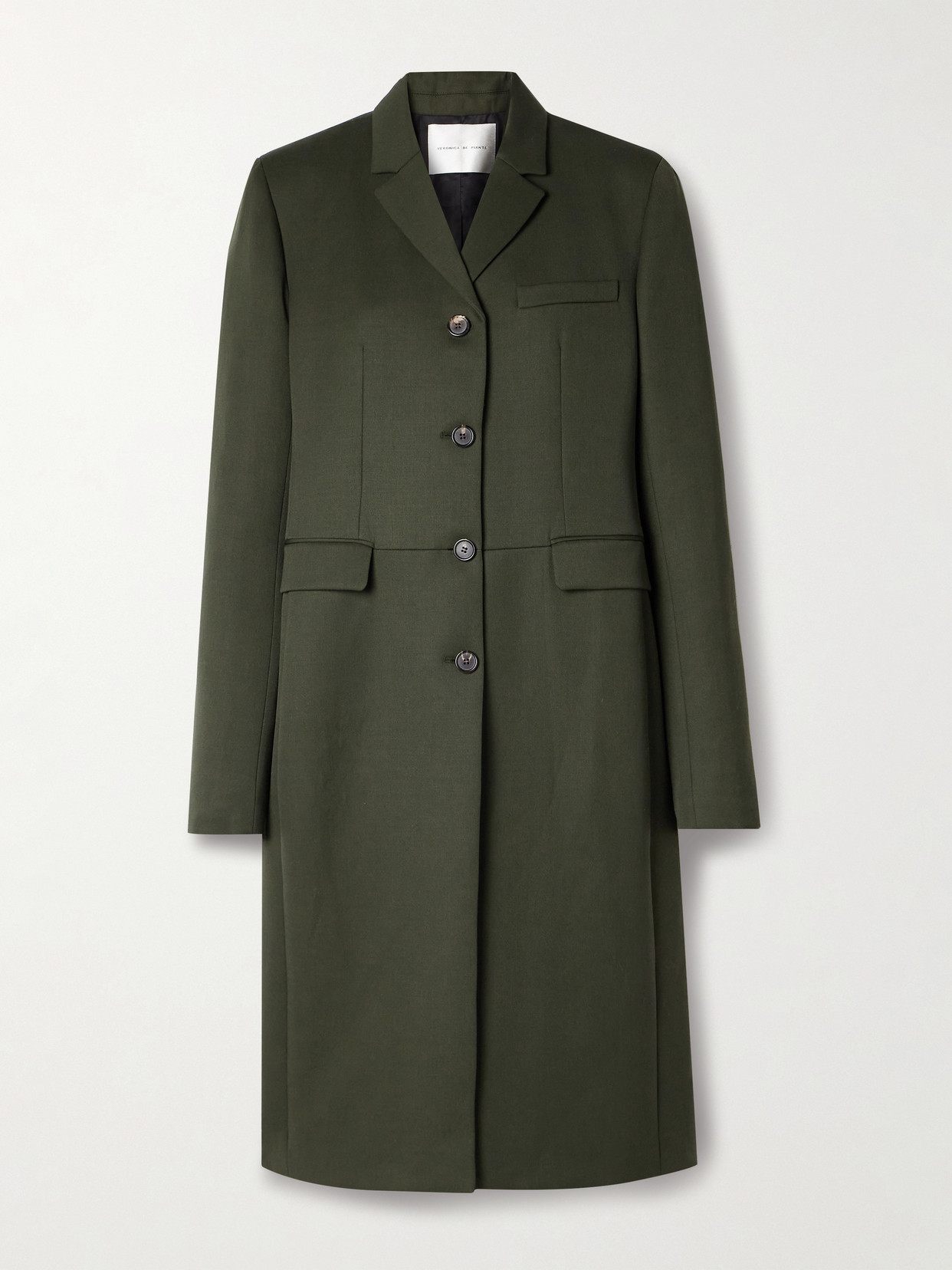 Veronica De Piante Manon Grain De Poudre Wool And Cashmere-blend Coat In Green