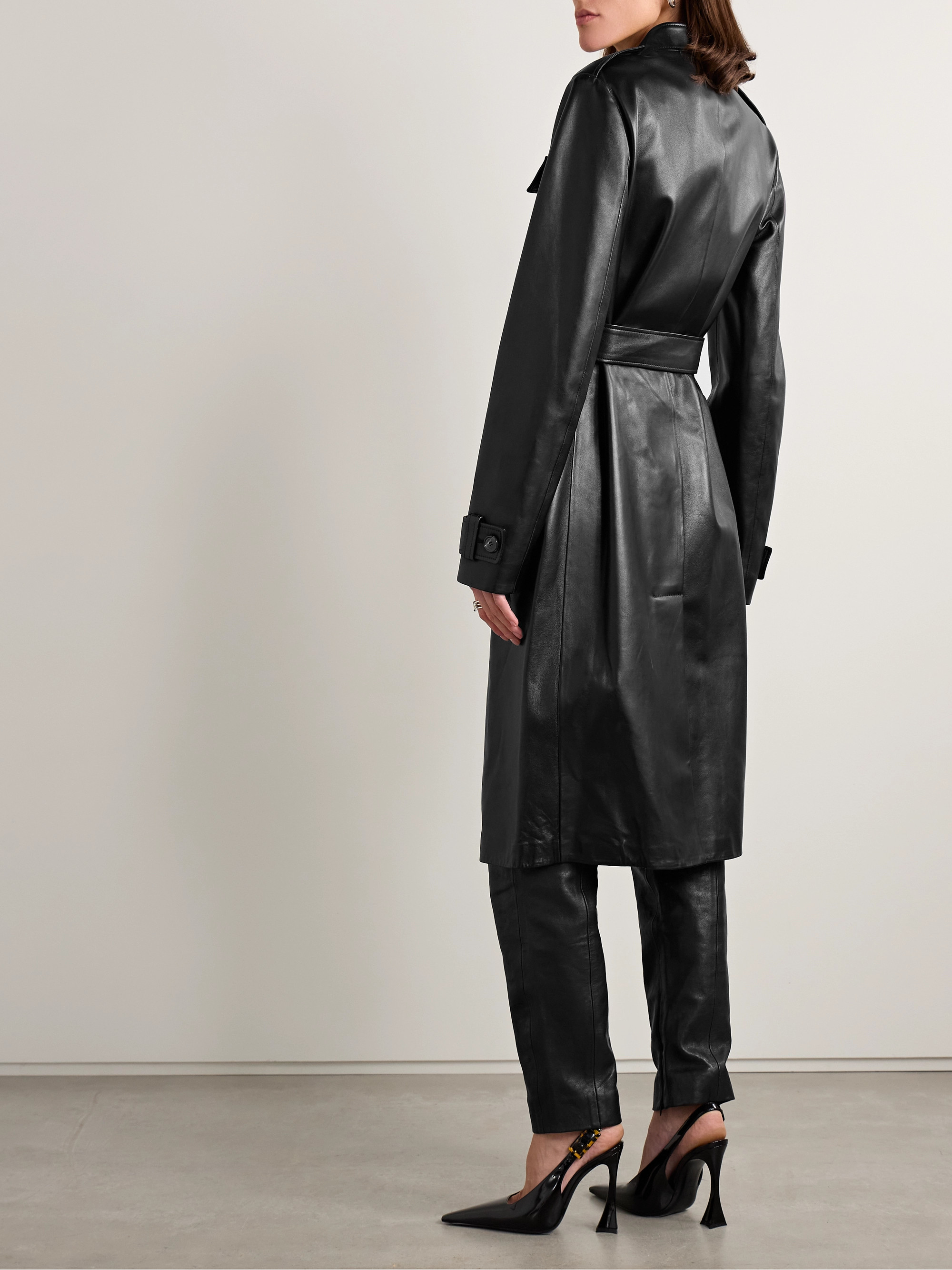 Veronica De Piante Celine belted leather trench coat