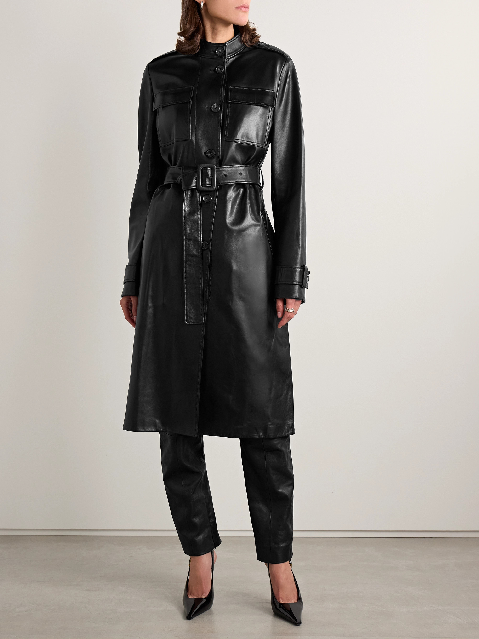 Veronica De Piante Celine belted leather trench coat
