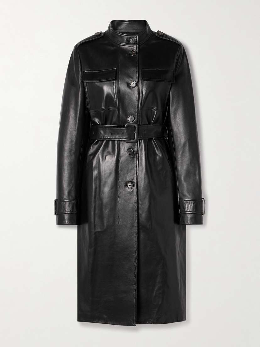 Veronica de Piante Celine Belted Leather Trench Coat