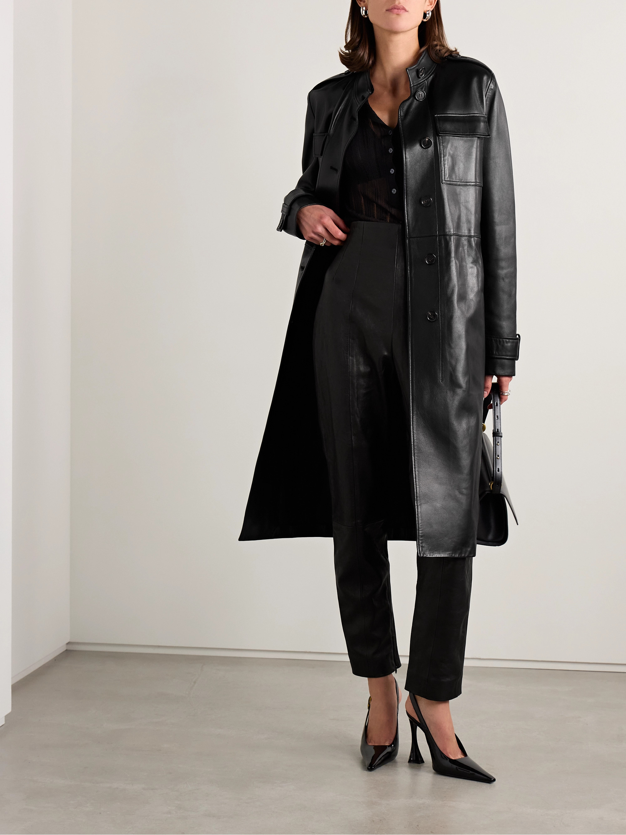 Veronica De Piante Celine belted leather trench coat