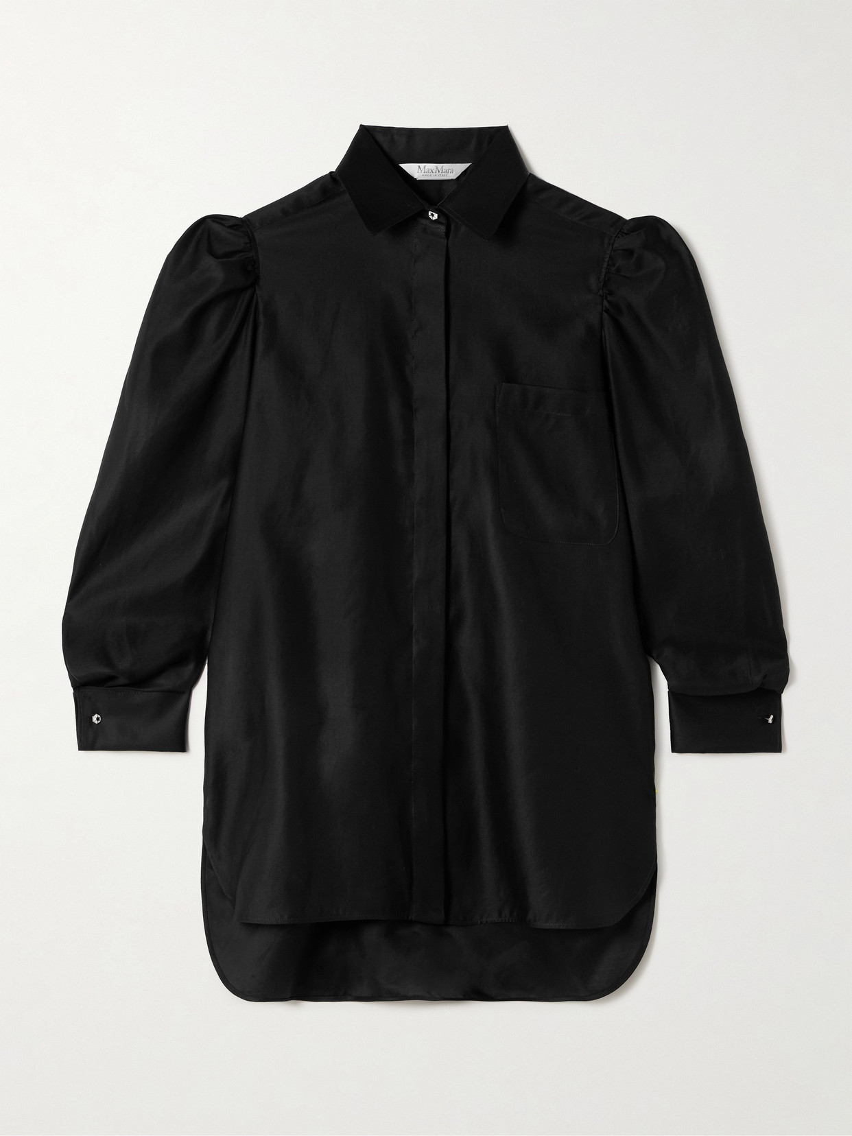 Max Mara - Faraday Gathered Cotton Shirt - Black