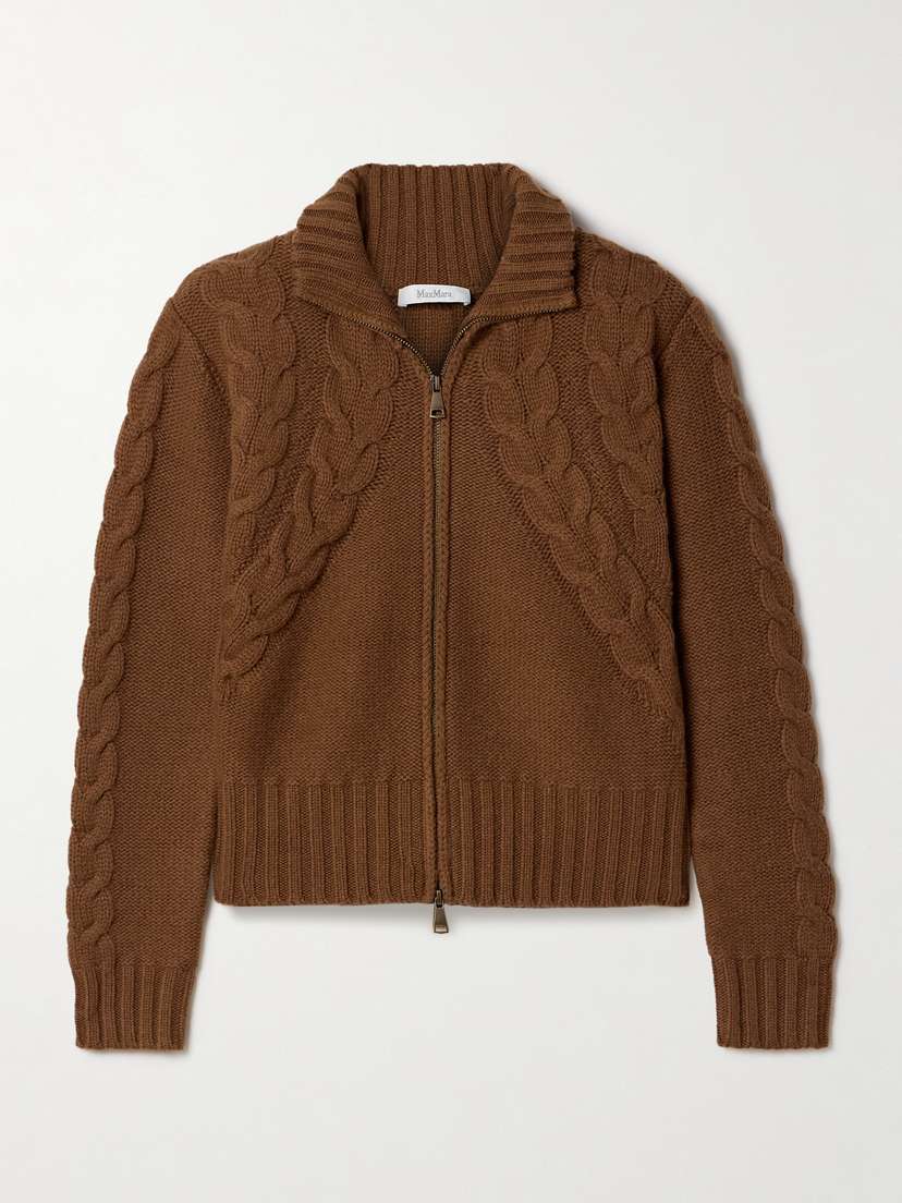 Max Mara Mabel Cable-knit Wool And Cashmere-blend Cardigan