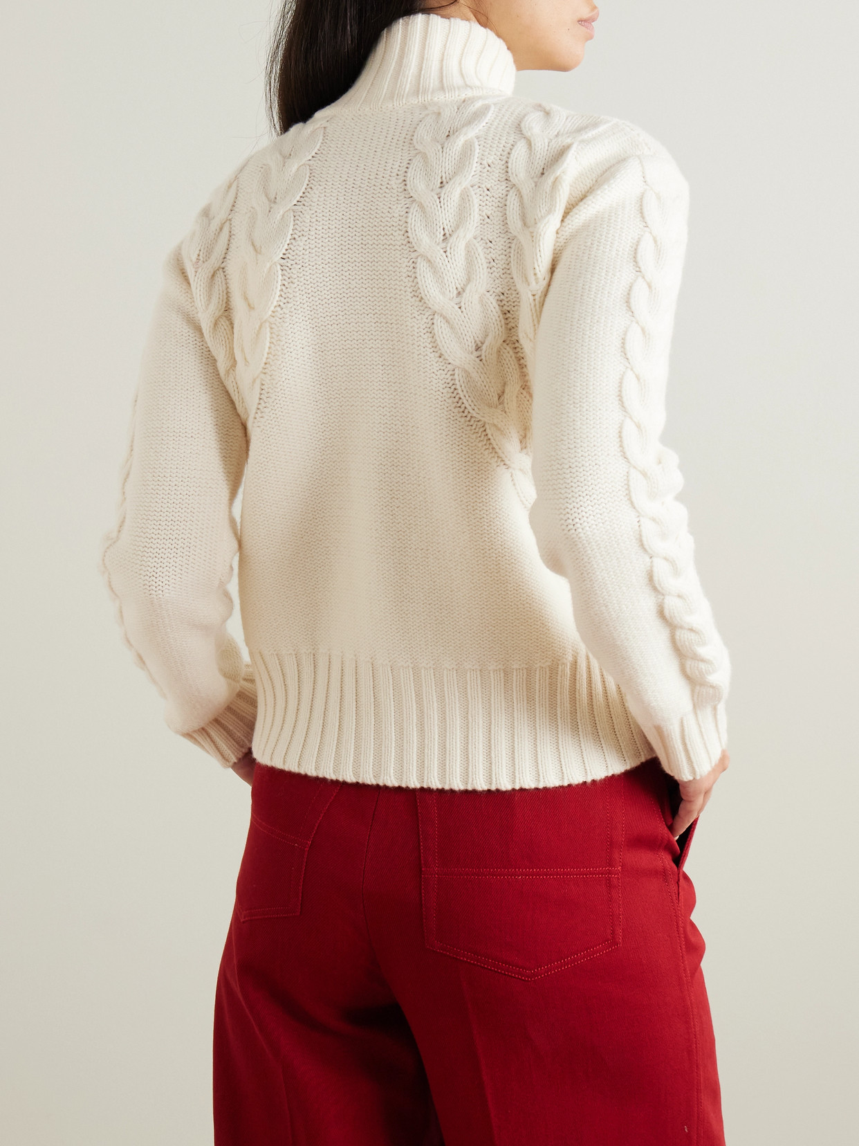 Max Mara Mabel Cable-knit Wool And Cashmere-blend Cardigan In White