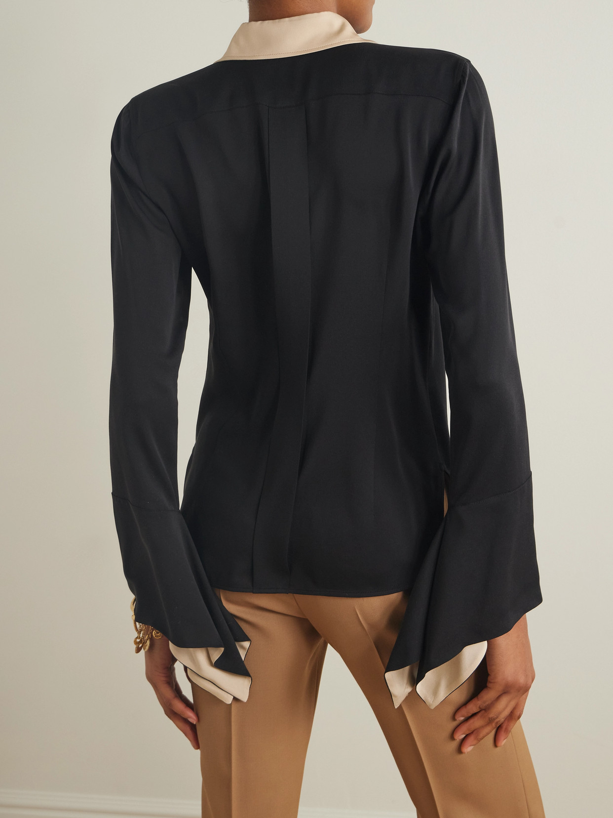 Max Mara Pio Silk Charmeuse Shirt In Black