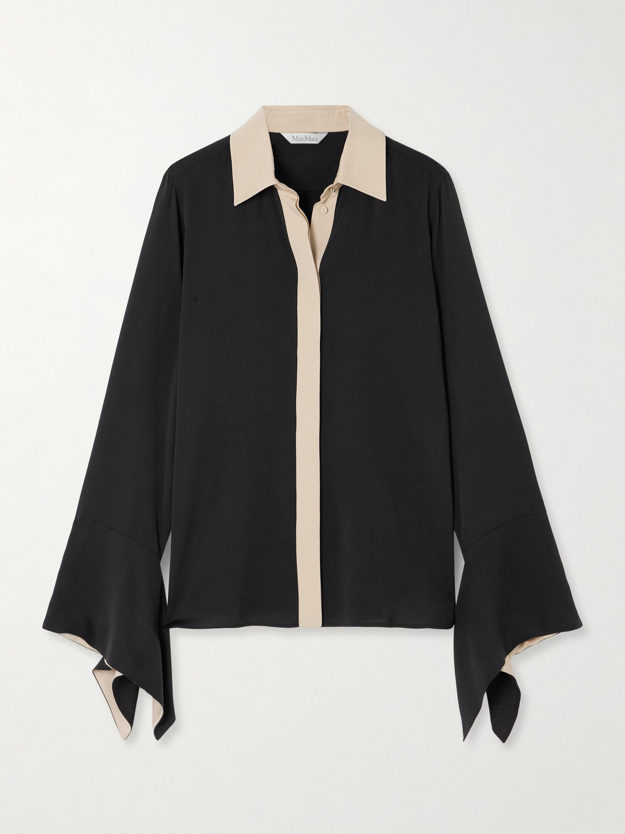 Max Mara Pio Silk Charmeuse Shirt In Black