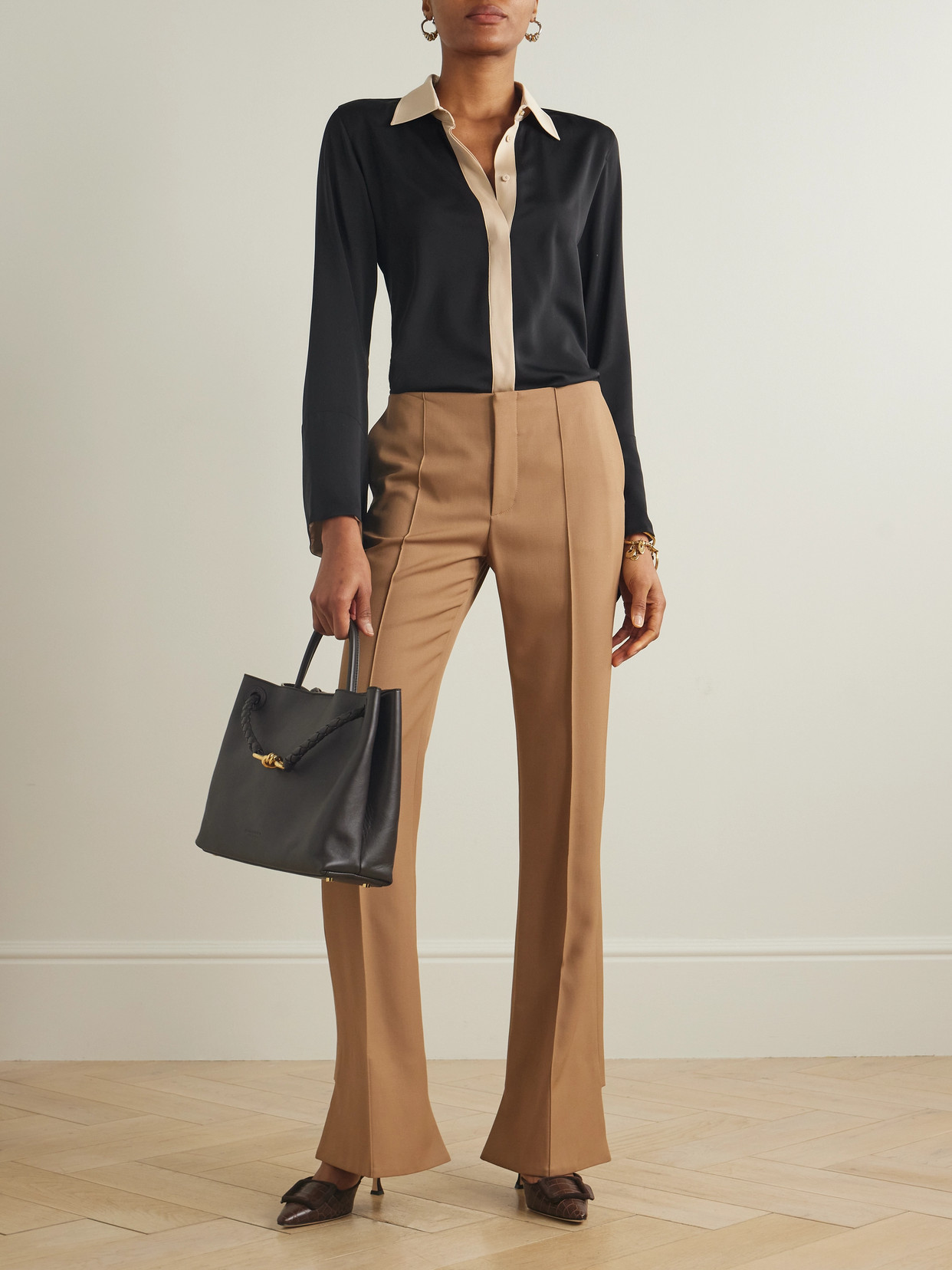 Max Mara Pio Silk Charmeuse Shirt In Black