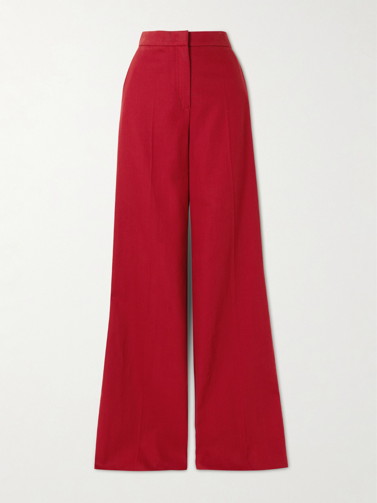 Max Mara Ruggero Cotton-twill Wide-leg Pants In Red