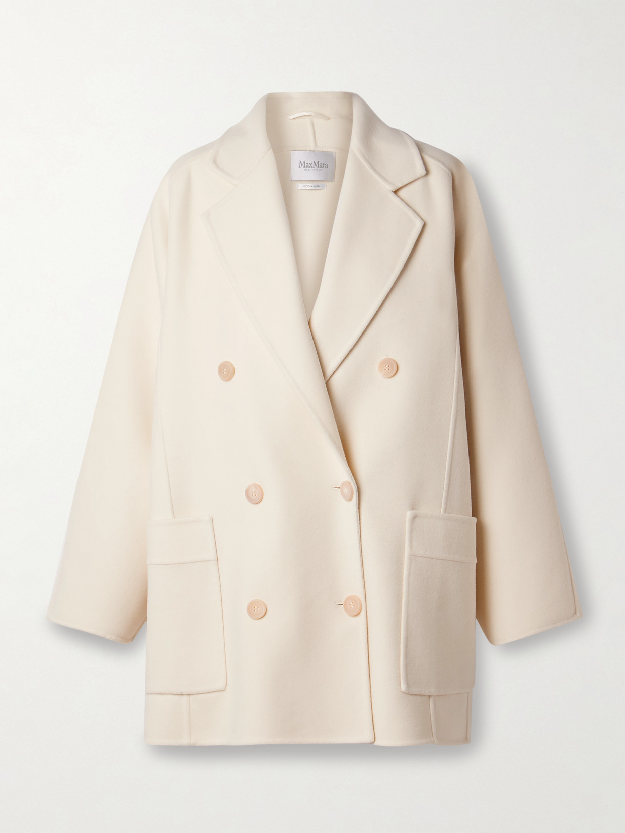 Max Mara Orma Double-breasted Wool And Cashmere-blend Felt Coat In White