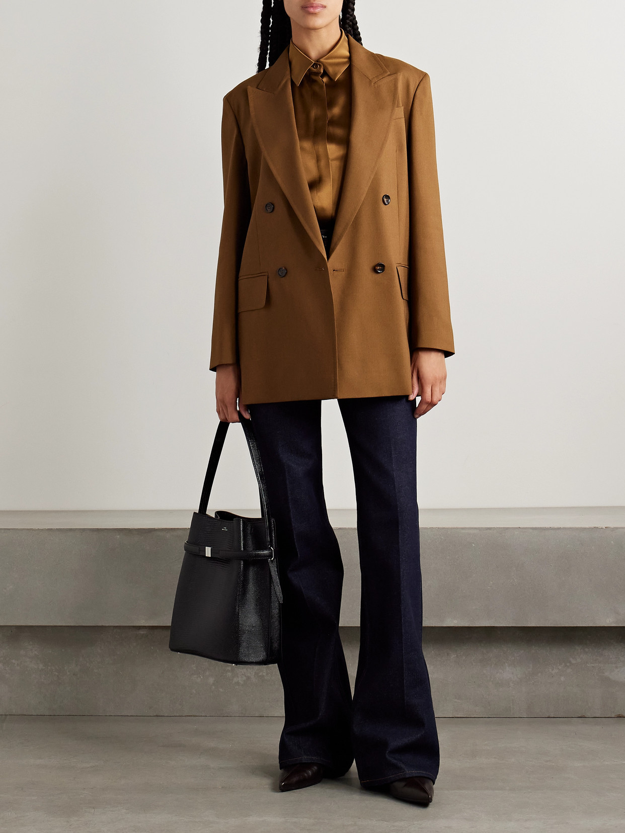 MAX MARA PALANCA DOUBLE-BREASTED WOOL, MOHAIR AND SILK-BLEND BLAZER