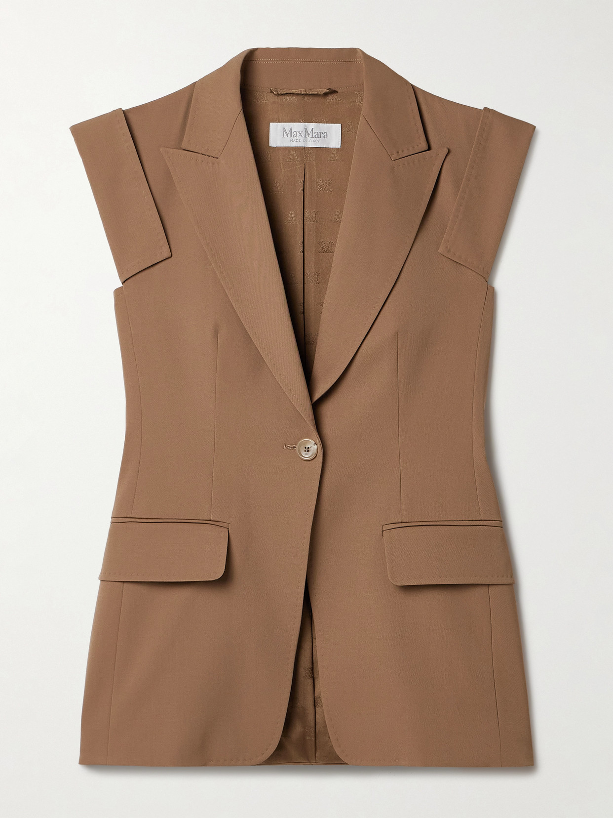 Max Mara Wool-twill Vest In Brown