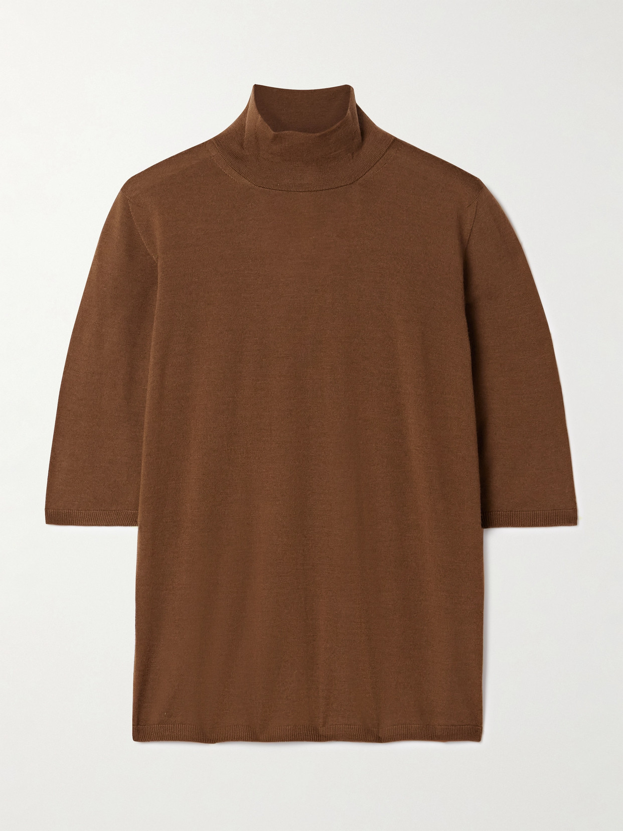 Max Mara Cecina Wool Turtleneck Top In Brown