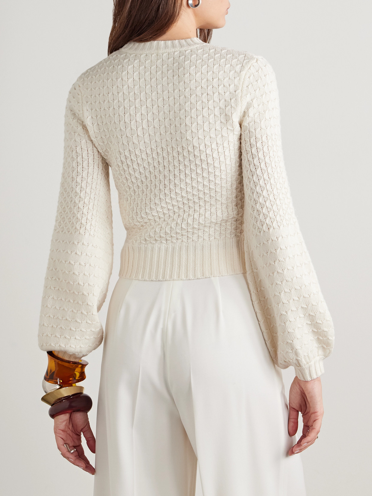Max Mara Elvira Wool And Cashmere-blend Sweater In White