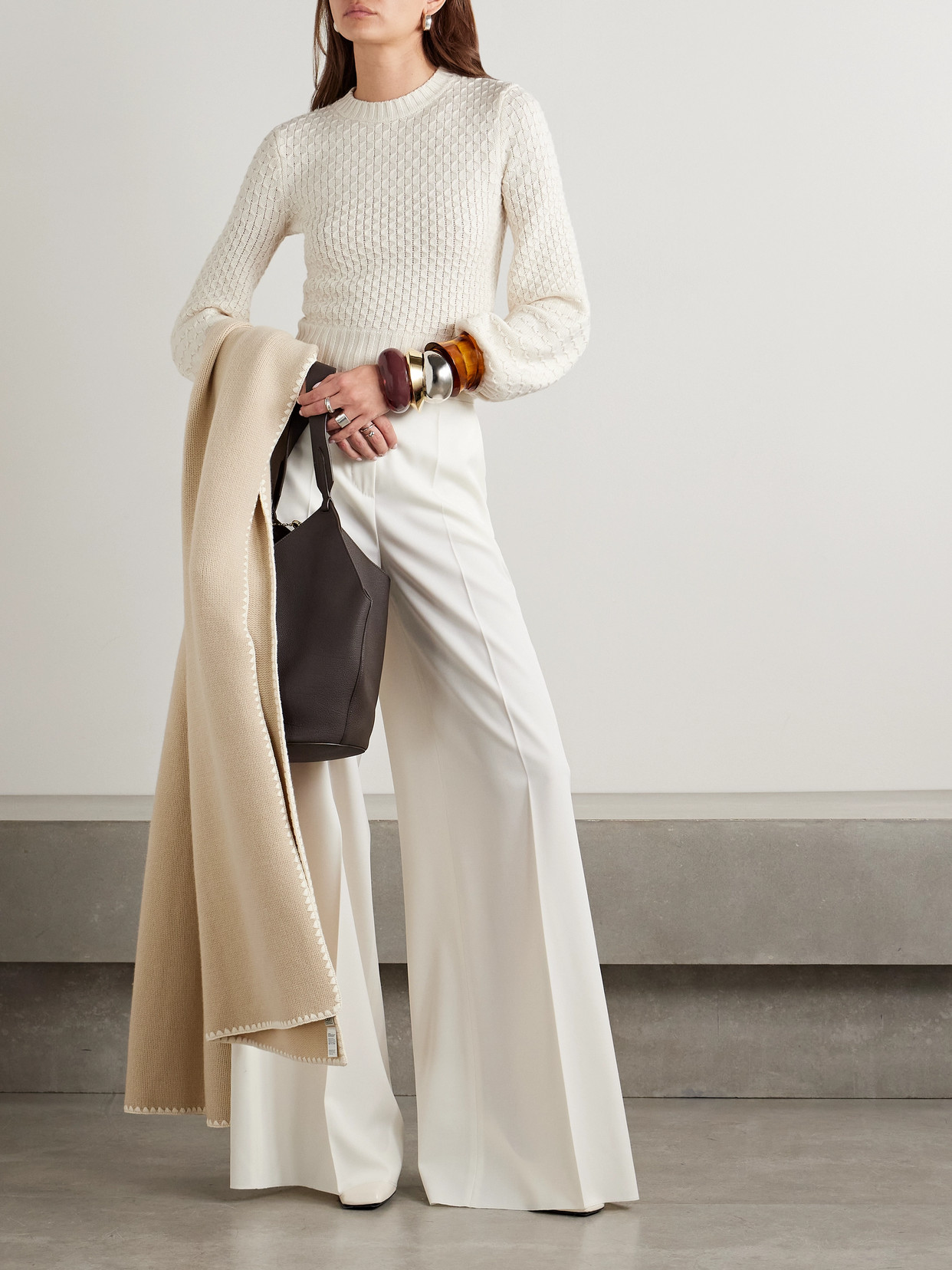 Max Mara Elvira Wool And Cashmere-blend Sweater In White