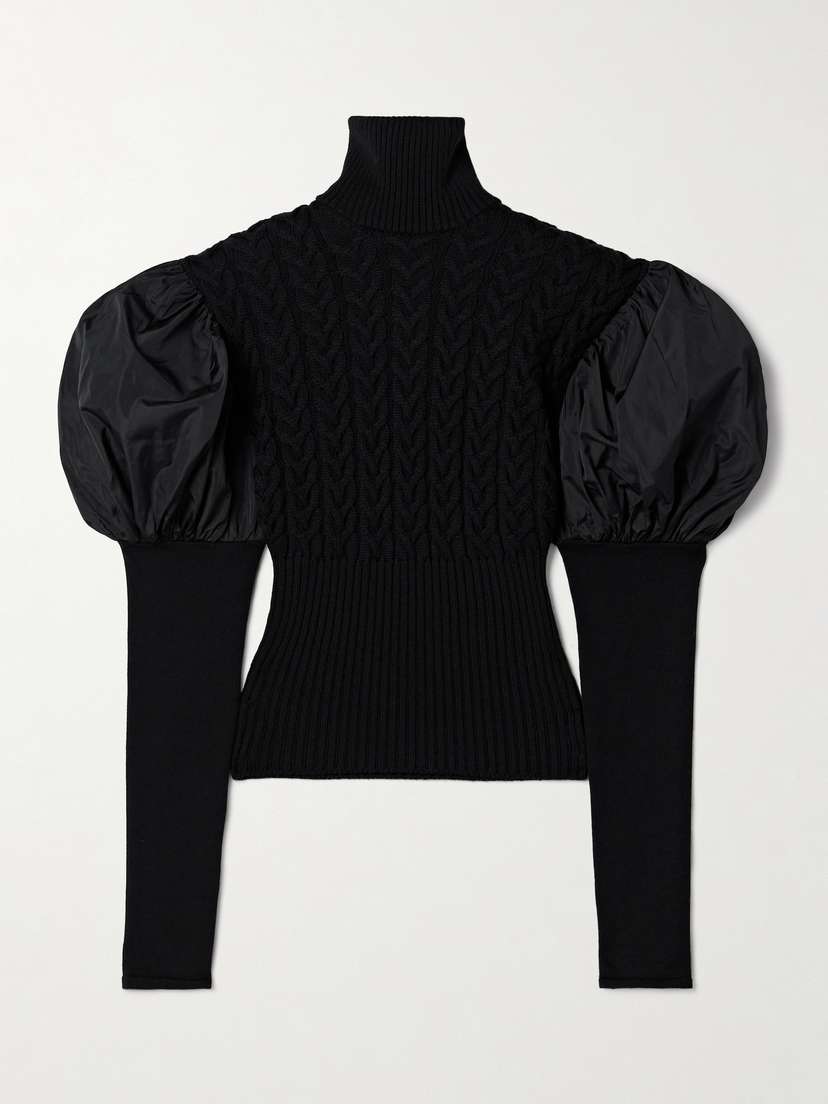 Max Mara Shell-paneled Cable-knit Wool-blend Sweater