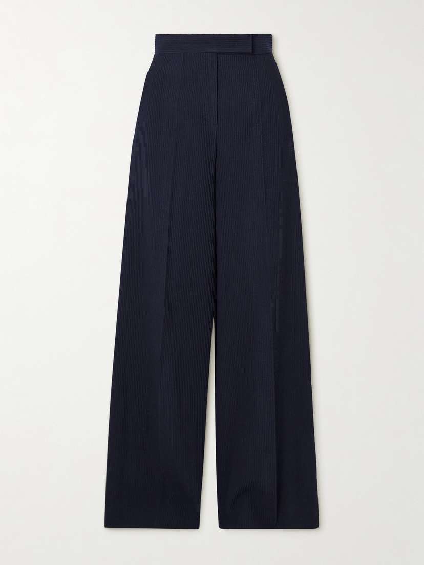 Max Mara Osol Ribbed Wool-blend Wide-leg Pants