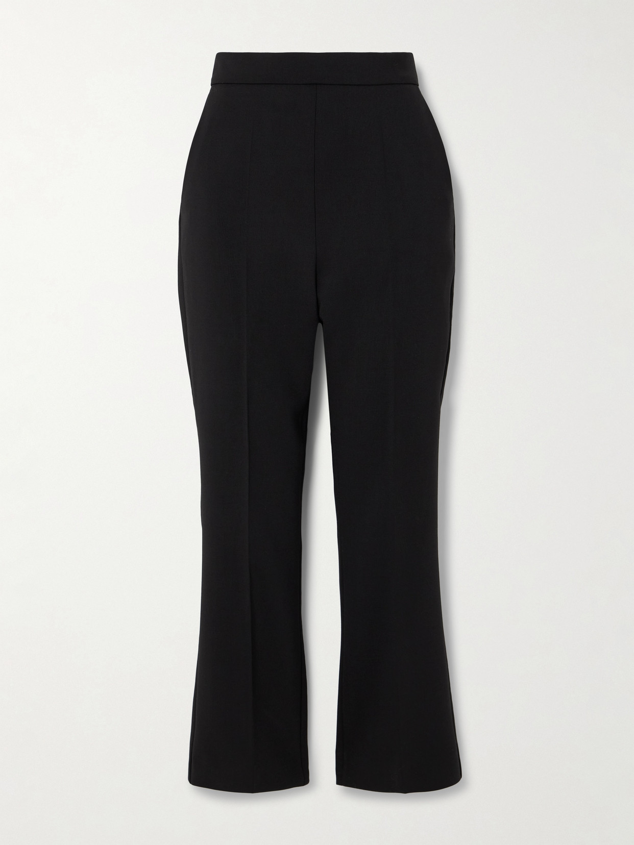 Max Mara Cropped Wool-blend Crepe Slim-leg Pants In Black