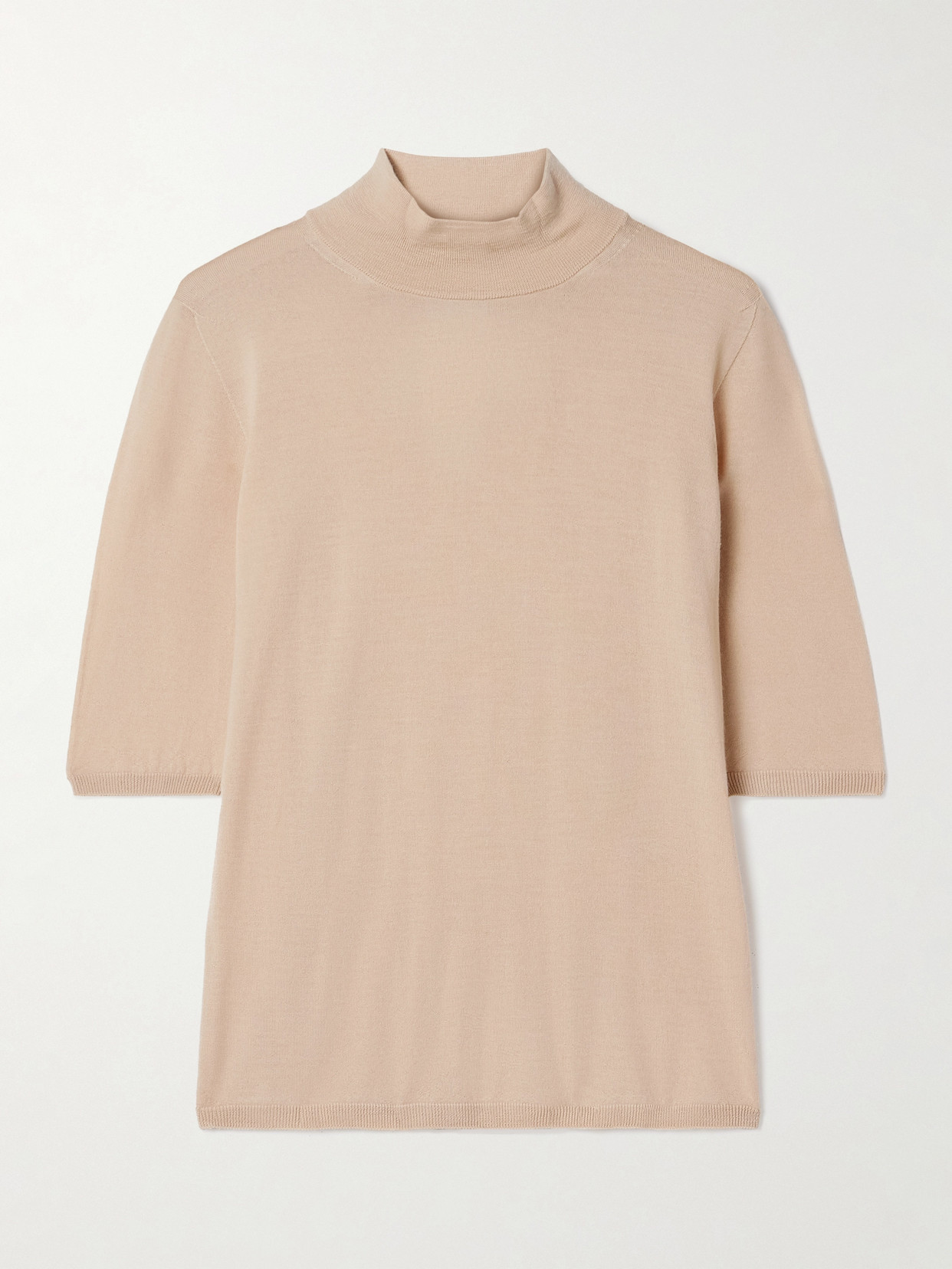 Max Mara Cecina Wool Knit Turtleneck Jumper In Neutrals