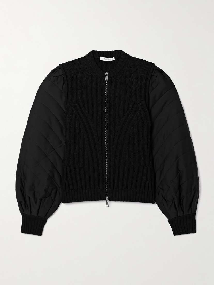 Max Mara Torre Ribbed Wool And Padded Quilted Silk Jacket