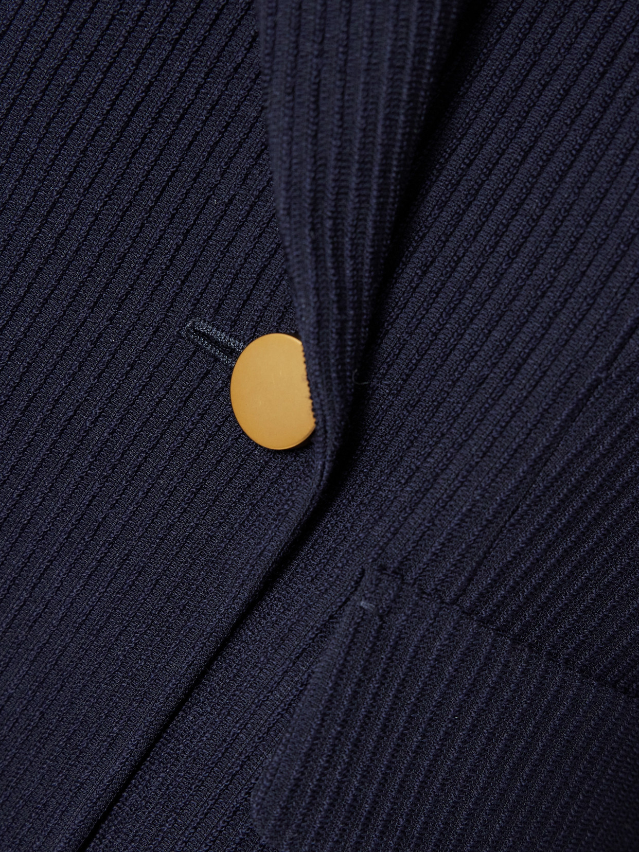 Max Mara Pagano Ribbed Wool-blend Blazer In Blue