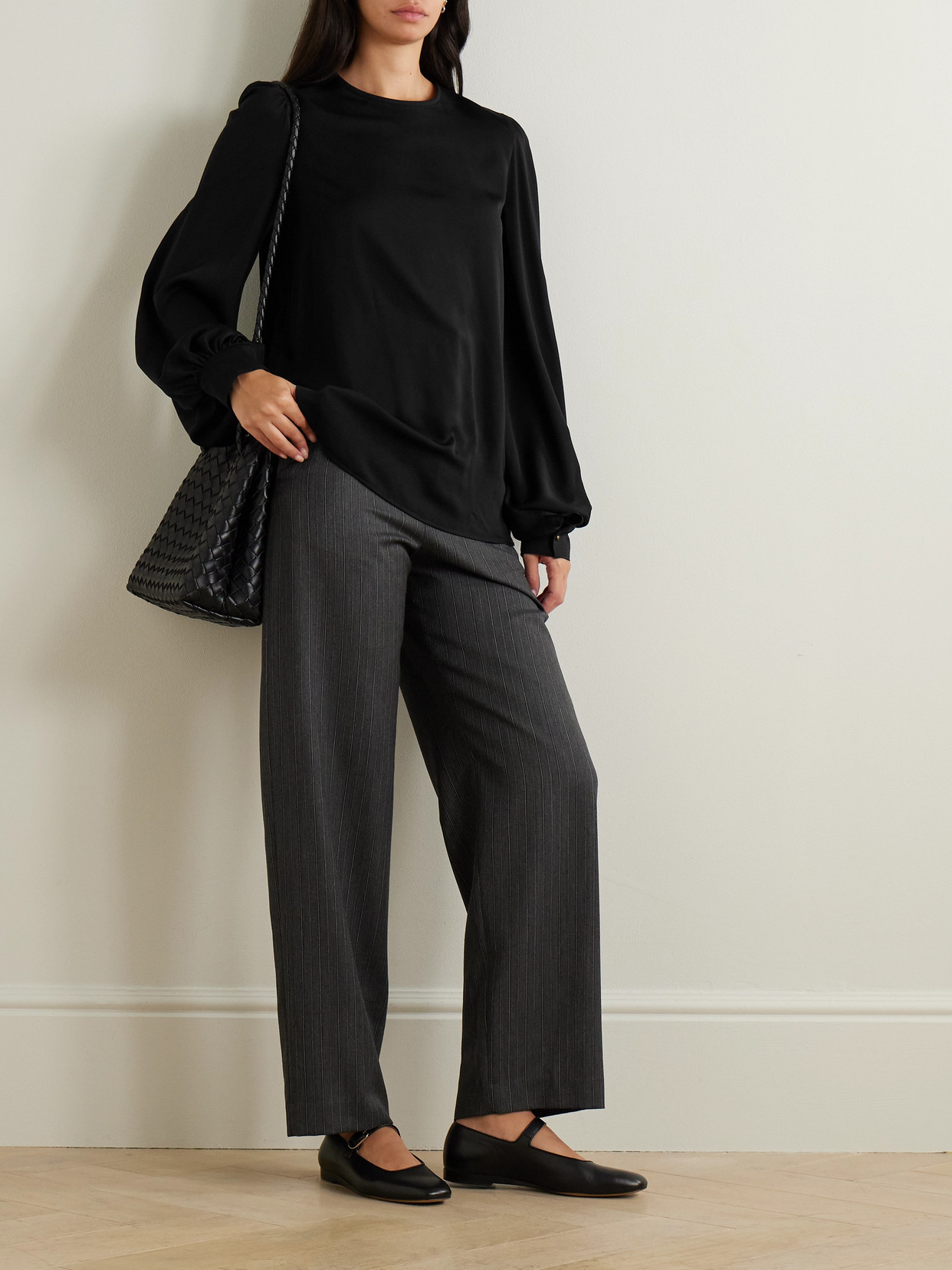 Max Mara Robinia Silk Blouse In Black