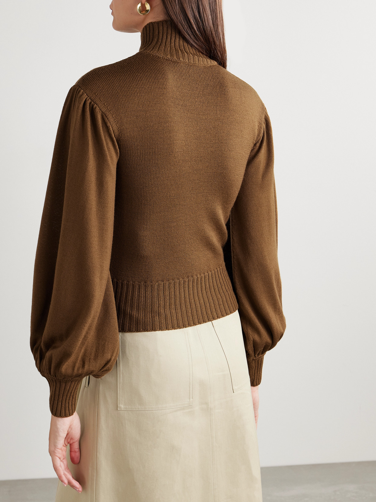 Max Mara Wool Turtleneck Sweater In Brown