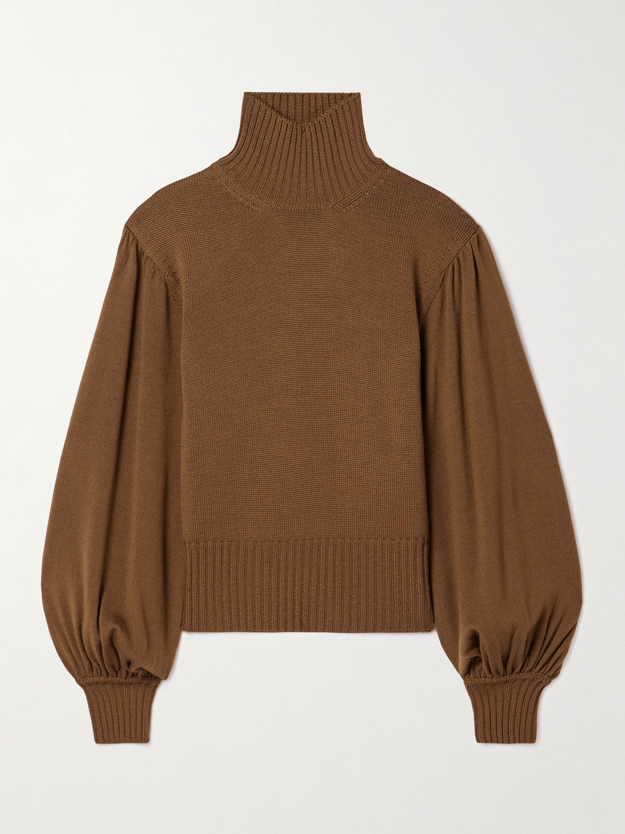 Max Mara Wool Turtleneck Sweater In Brown