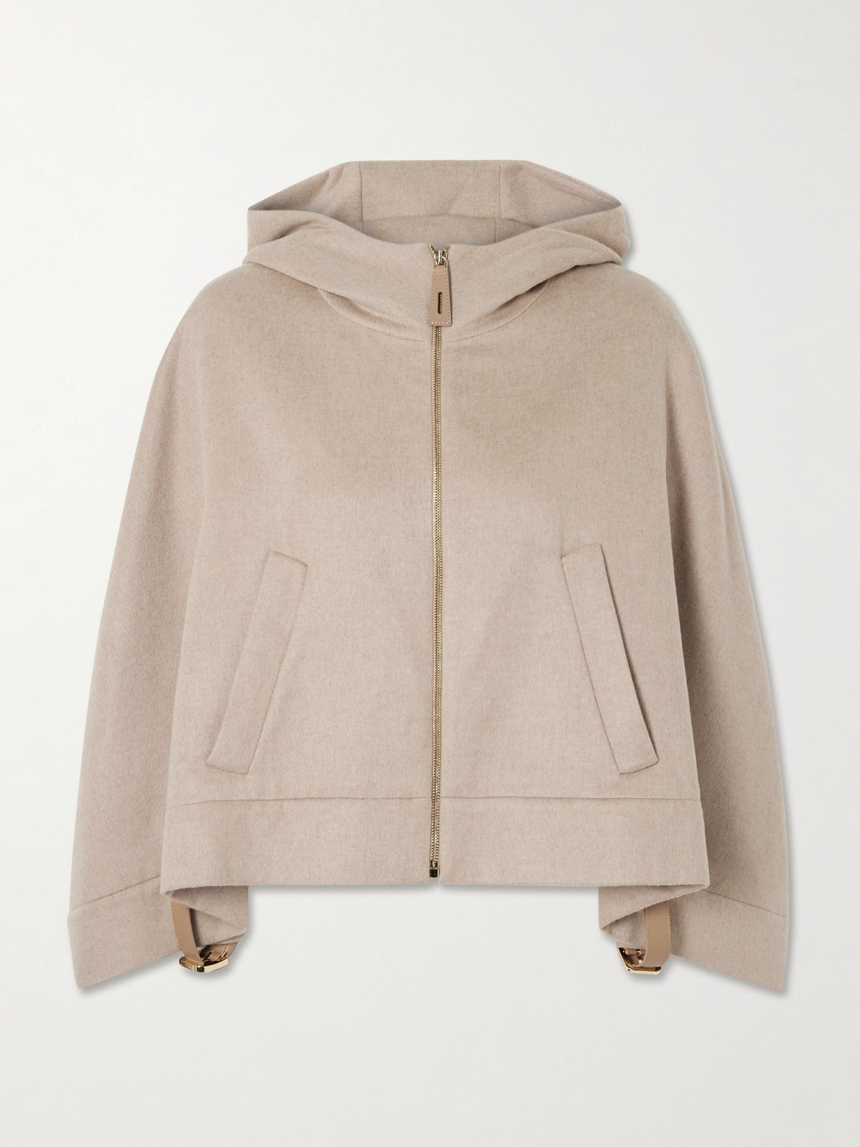 Max Mara Hooded Wool, Silk And Cashmere-blend Jacket In Gold