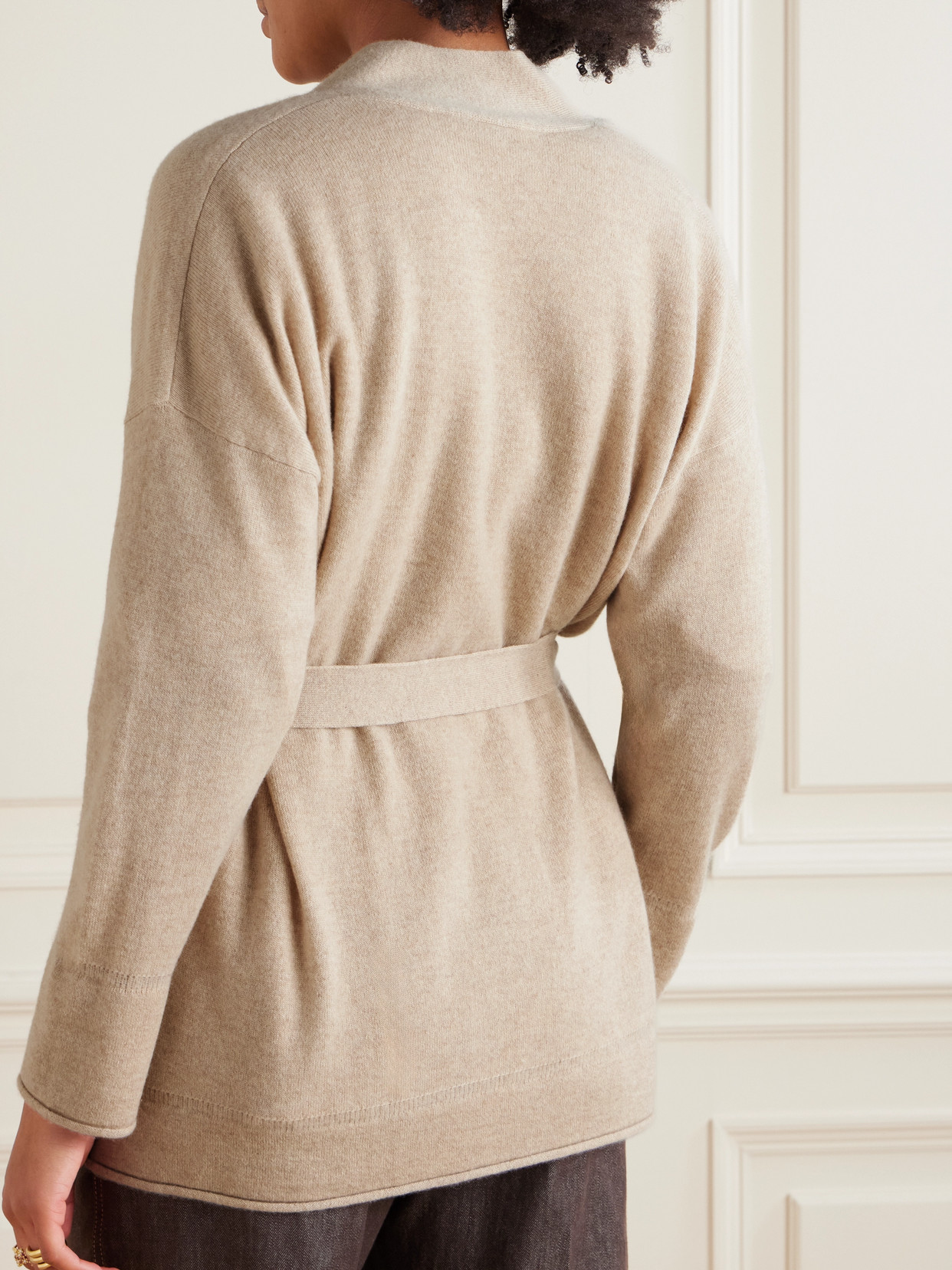 Max Mara Arno Belted Cashmere Cardigan In Neutrals