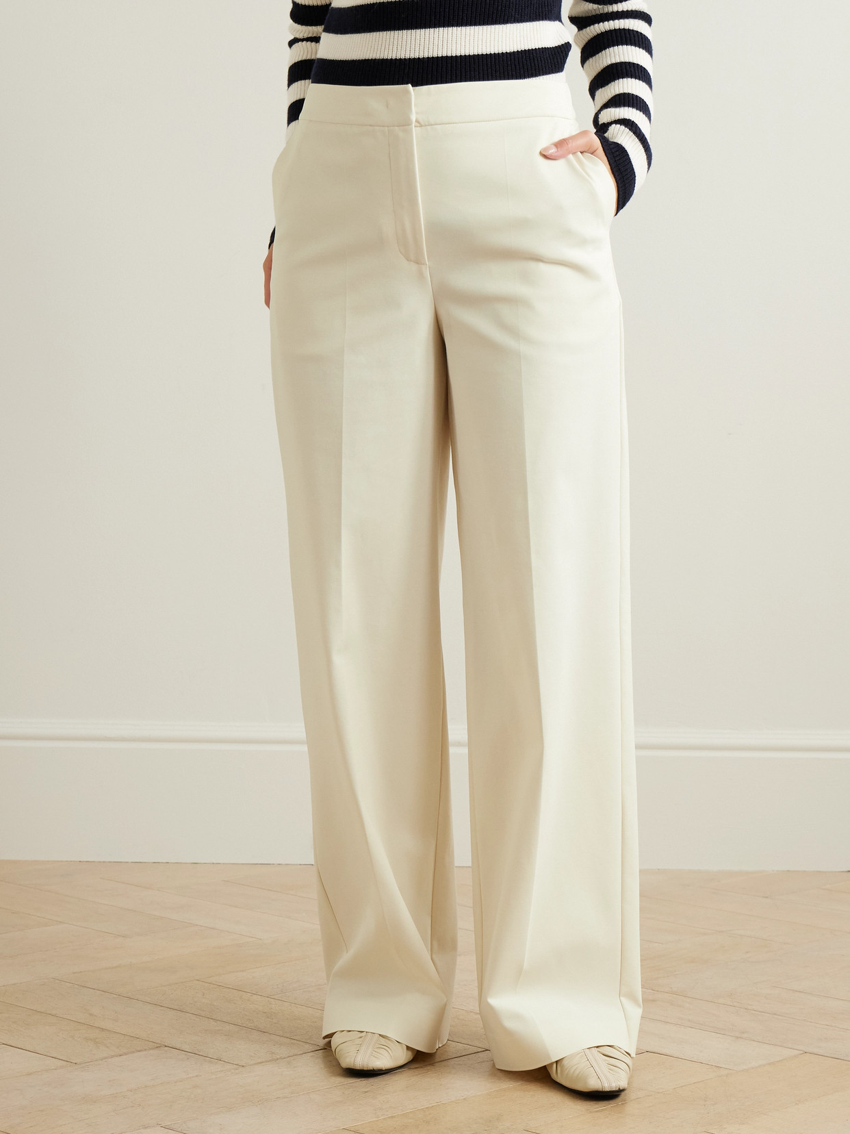 Max Mara Sequoia Linen Wide Pants In White