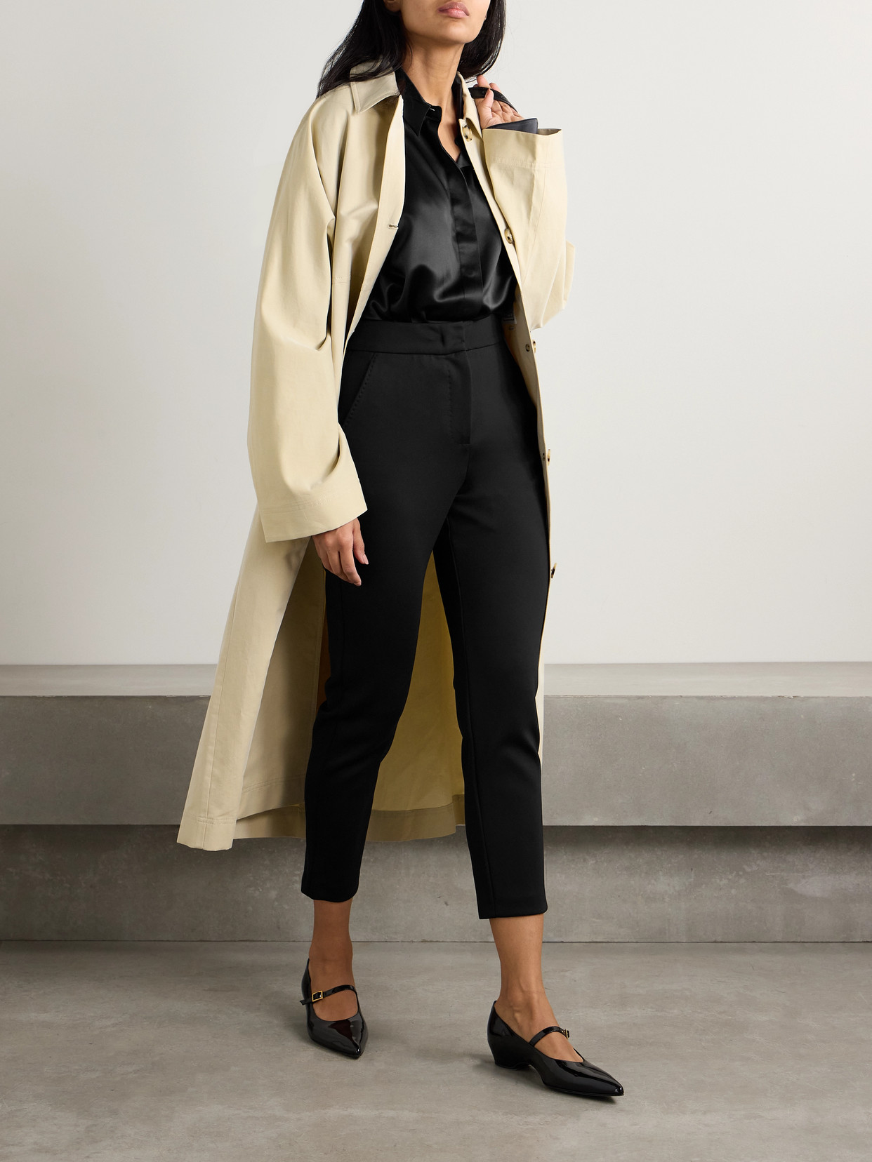 Max Mara Orlanda Cropped Stretch-ponte Slim-leg Pants In Black