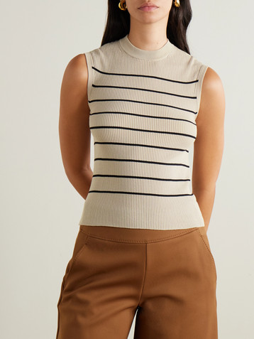 Max Mara Giara striped ribbed cotton and silk-blend tank