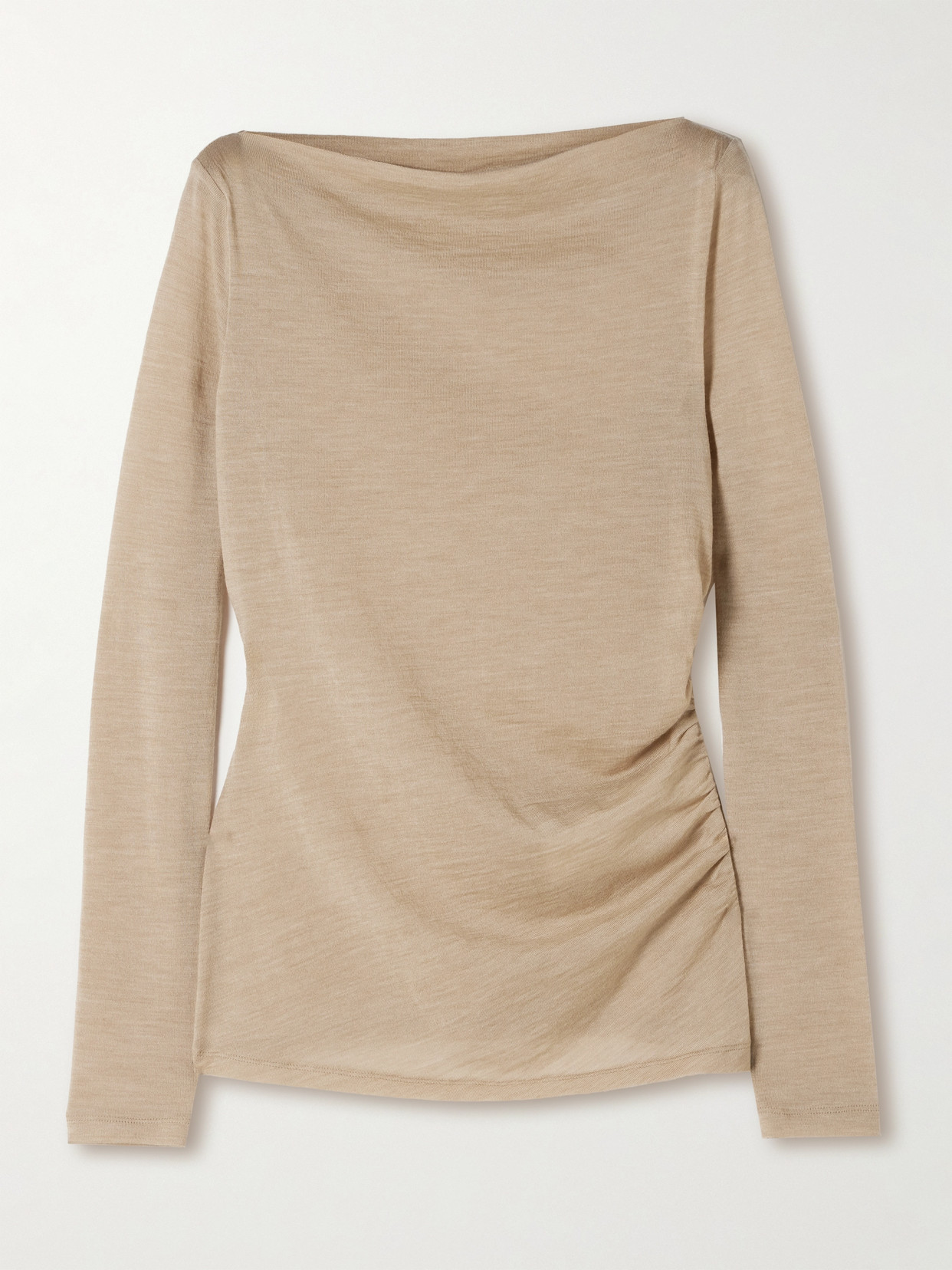 Max Mara Novella Ruched Cashmere-blend Top In Neutrals