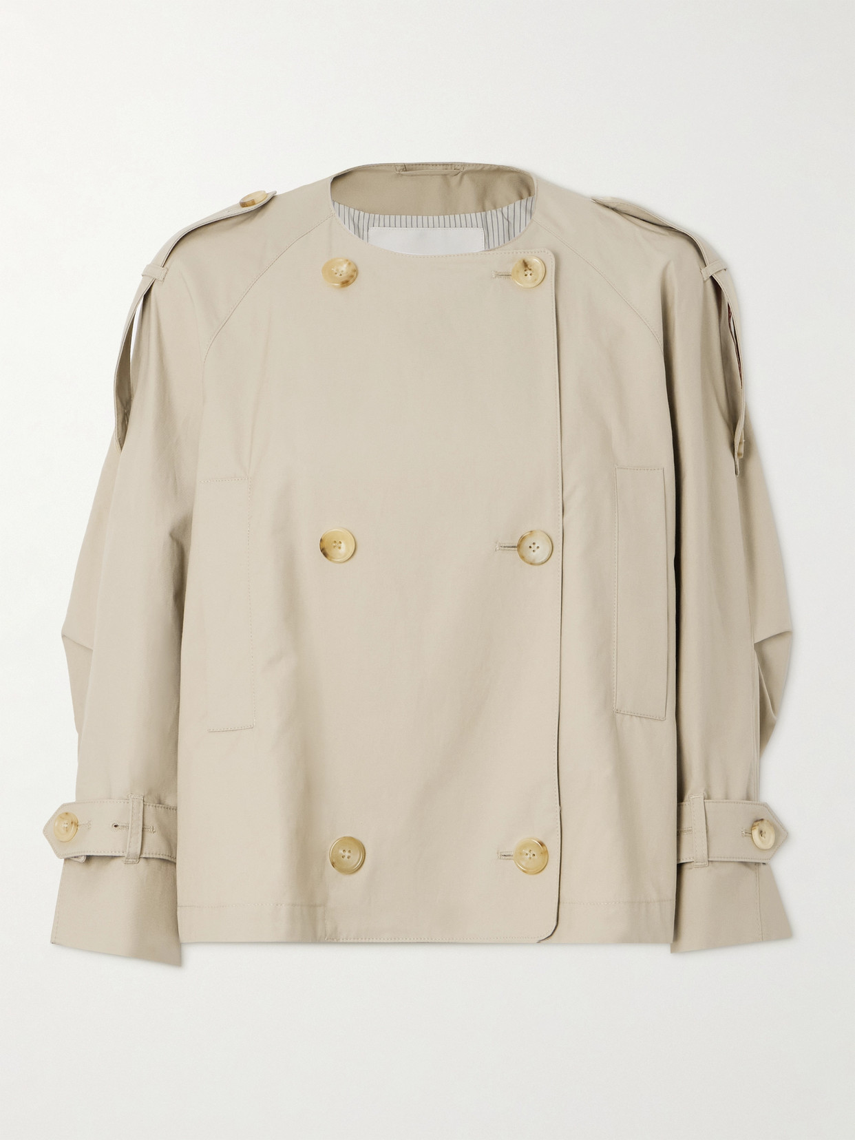 Max Mara - Jim Double-breasted Cropped Cotton-blend Gabardine Trench Coat - Sand