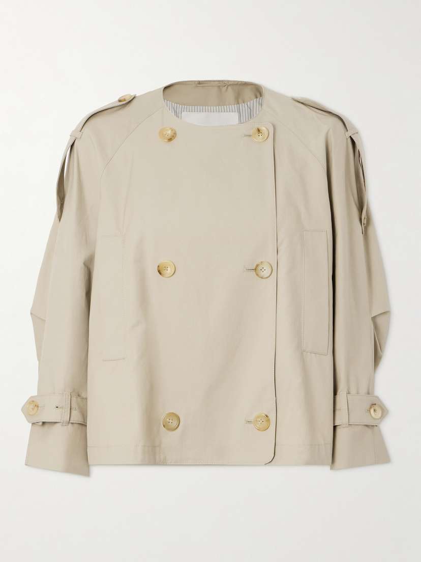 Max Mara Jim Double-breasted Cropped Cotton-blend Gabardine Trench Coat