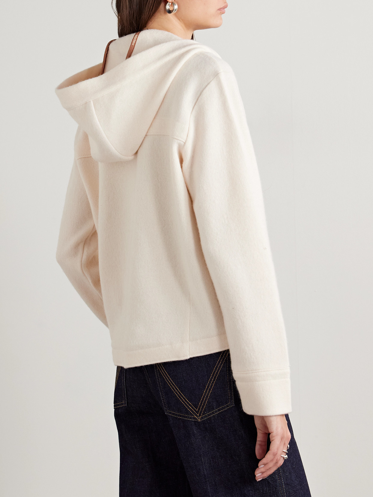 Max Mara Abilita Wool And Cashmere-blend Hoodie In Ivory