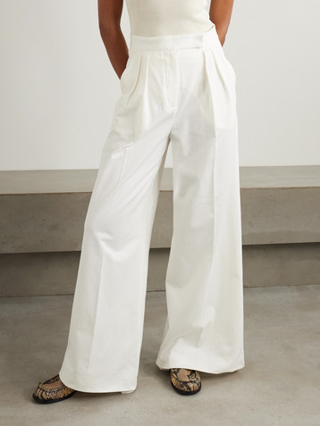 Max Mara Chenzia pleated cotton wide-leg pants