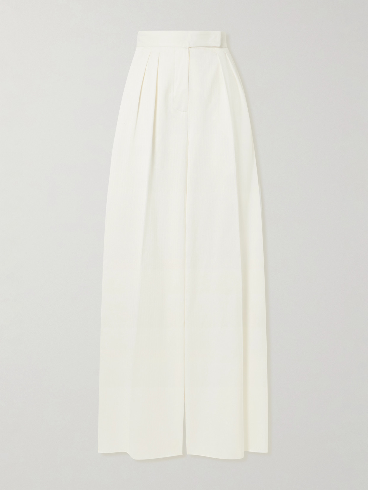 Max Mara Chenzia Pleated Cotton Wide-leg Pants In White