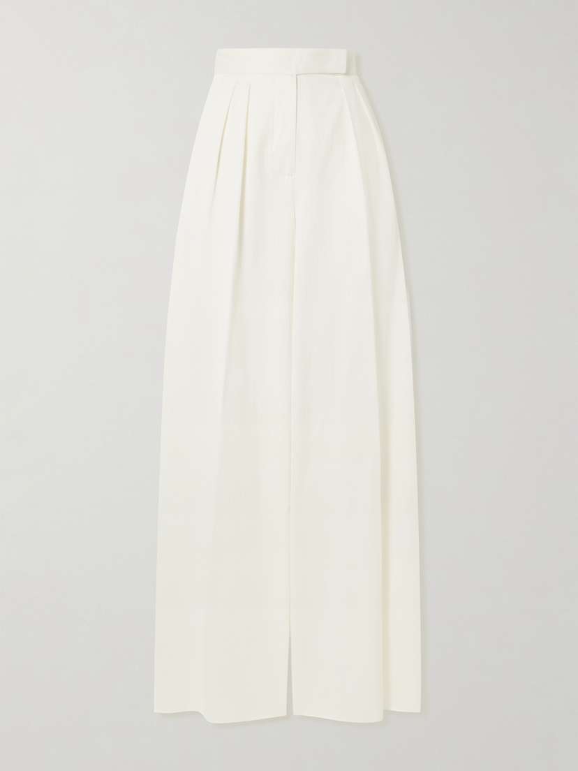 Max Mara Chenzia Pleated Cotton Wide-leg Pants