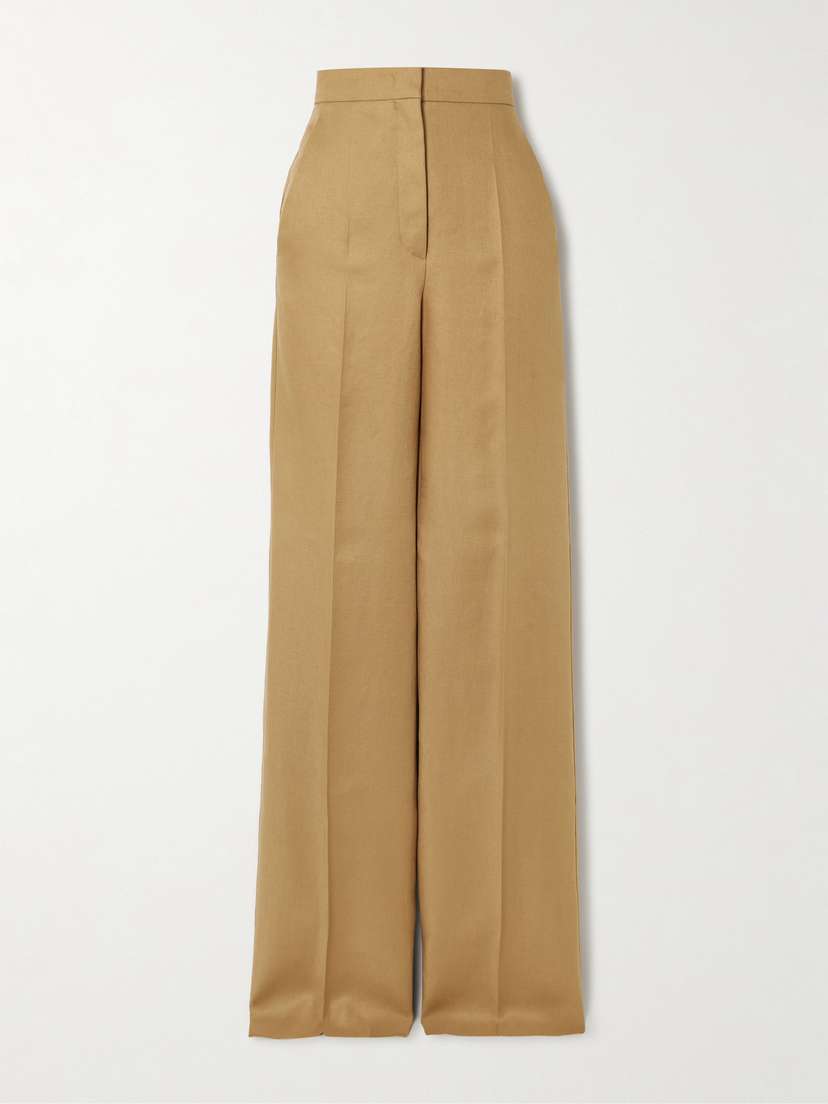 Max Mara Aversa Embroidered Linen Wide-leg Pants