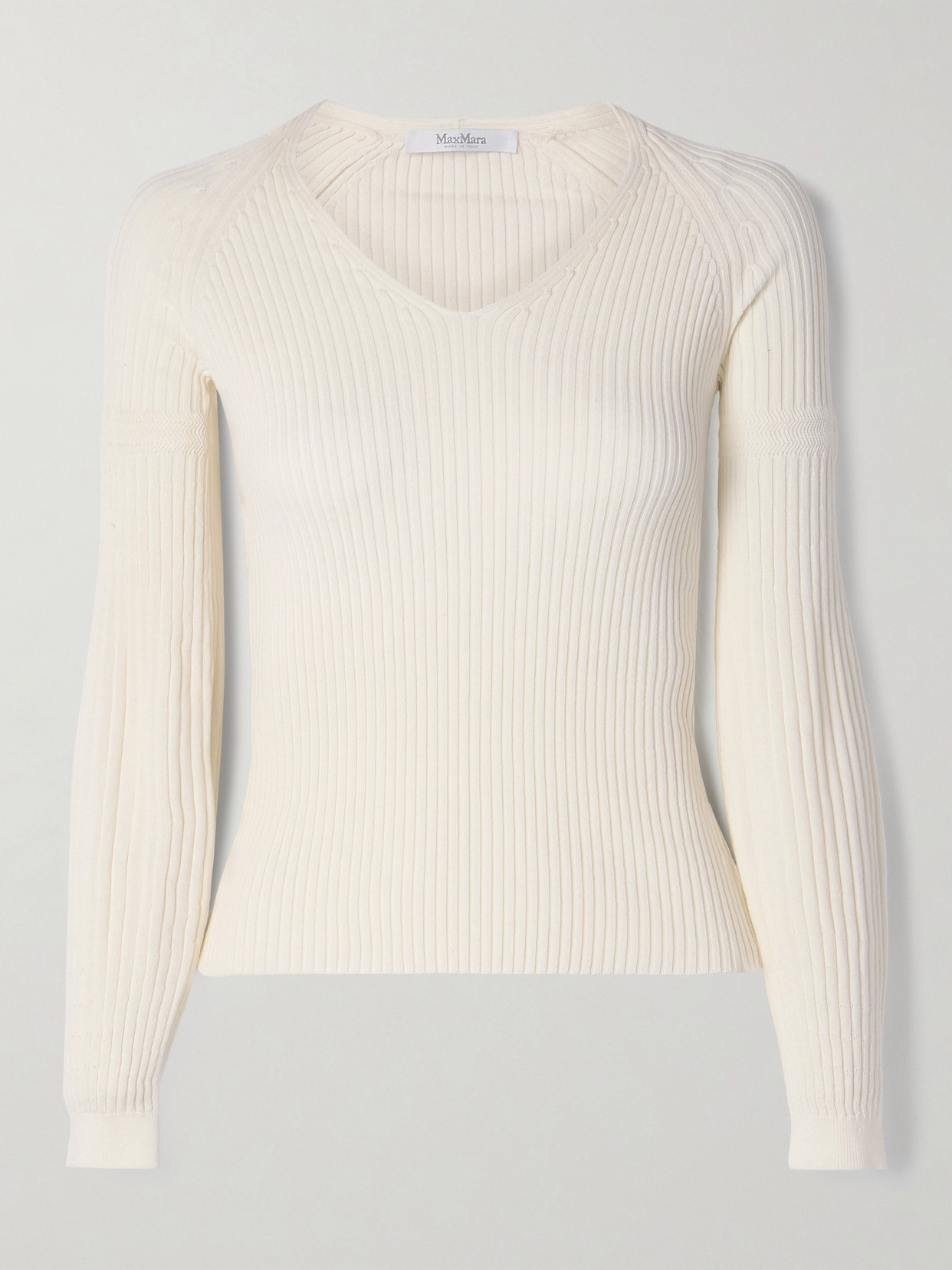 Max Mara Gioiosa Ribbed Cotton Sweater In Ivory