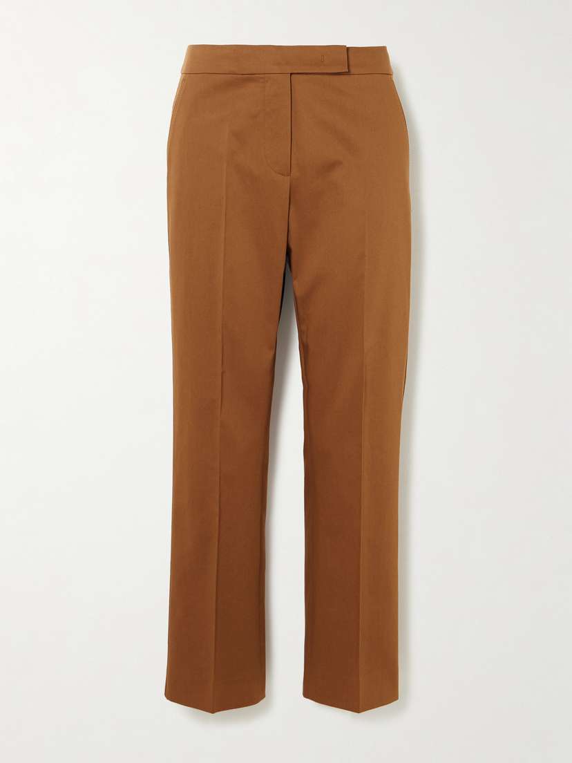 Max Mara Okra Cotton-blend Straight-leg Pants