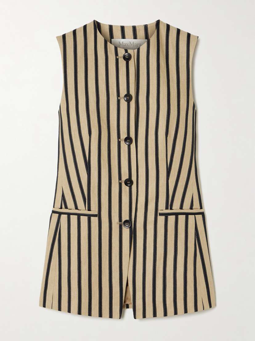 Max Mara Rodeo Striped Linen-blend Vest