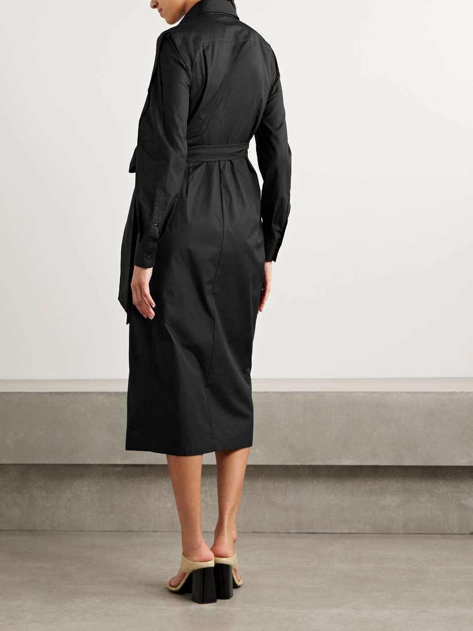 agrume pleated cotton-poplin midi wrap dress