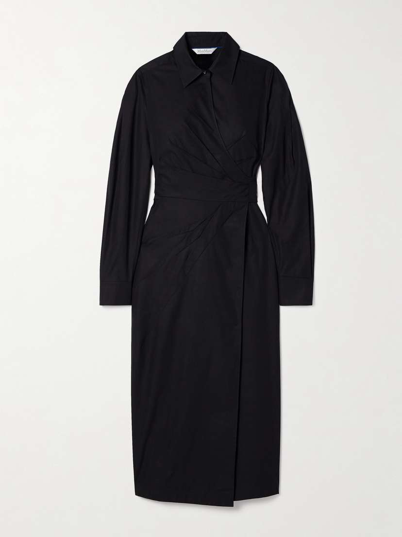 Max Mara Agrume Pleated Cotton-poplin Midi Wrap Dress
