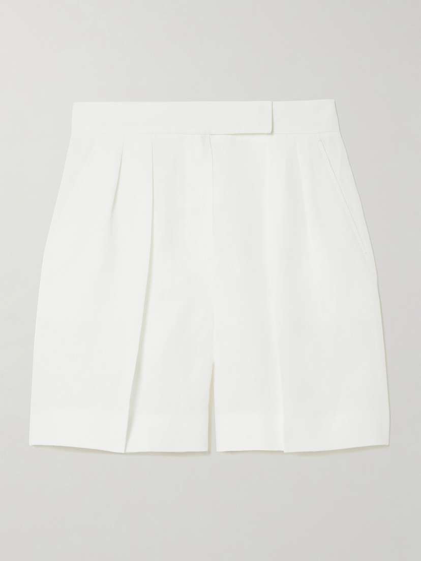 Max Mara Dindy Pleated Linen Straight-leg Shorts
