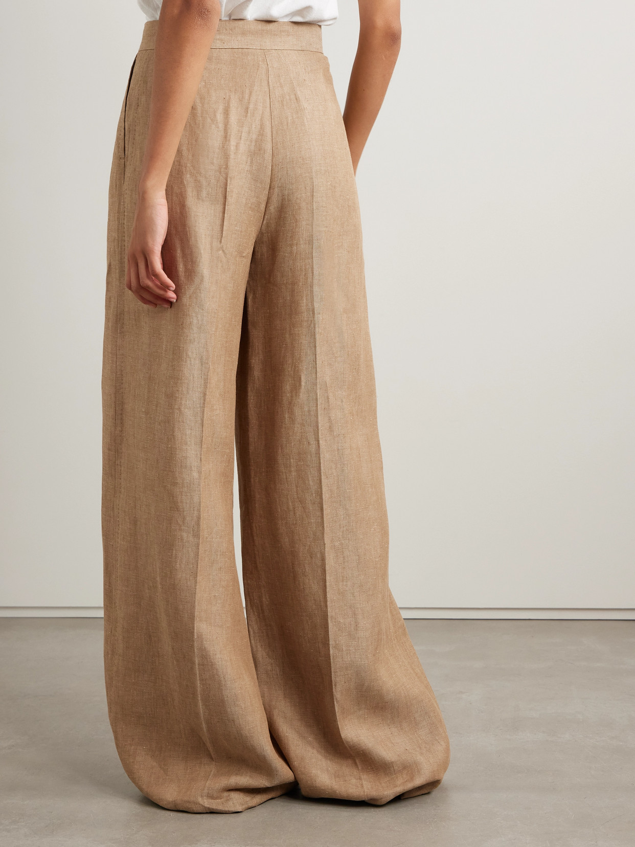 Max Mara Fagus Wool Blend Wide Leg Pants In Brown